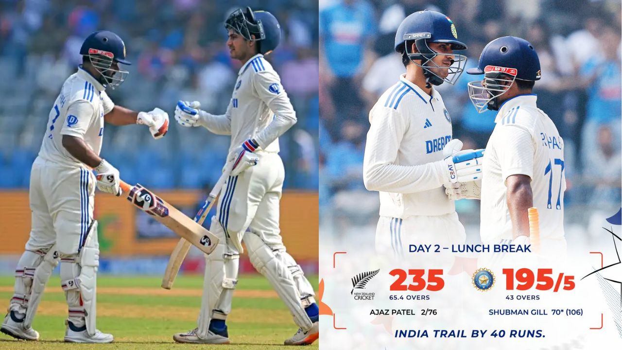 IND vs NZ: ఎదురుదాడి చేస్తున్న టీమిండియా.. లంచ్ సమయానికి 195/5 IND vs NZ: ఎదురుదాడి చేస్తున్న టీమిండియా.. లంచ్ సమయానికి 195/5