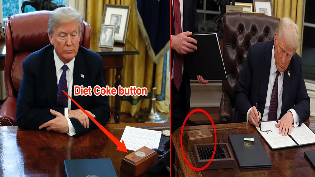 Trump Diet Coke Button: అమెరికా అధ్యక్ష భవనంలోని ట్రంప్ టేబుల్పై డైట్ కోక్ బటన్.. Trump Diet Coke Button: అమెరికా అధ్యక్ష భవనంలోని ట్రంప్ టేబుల్పై డైట్ కోక్ బటన్..
