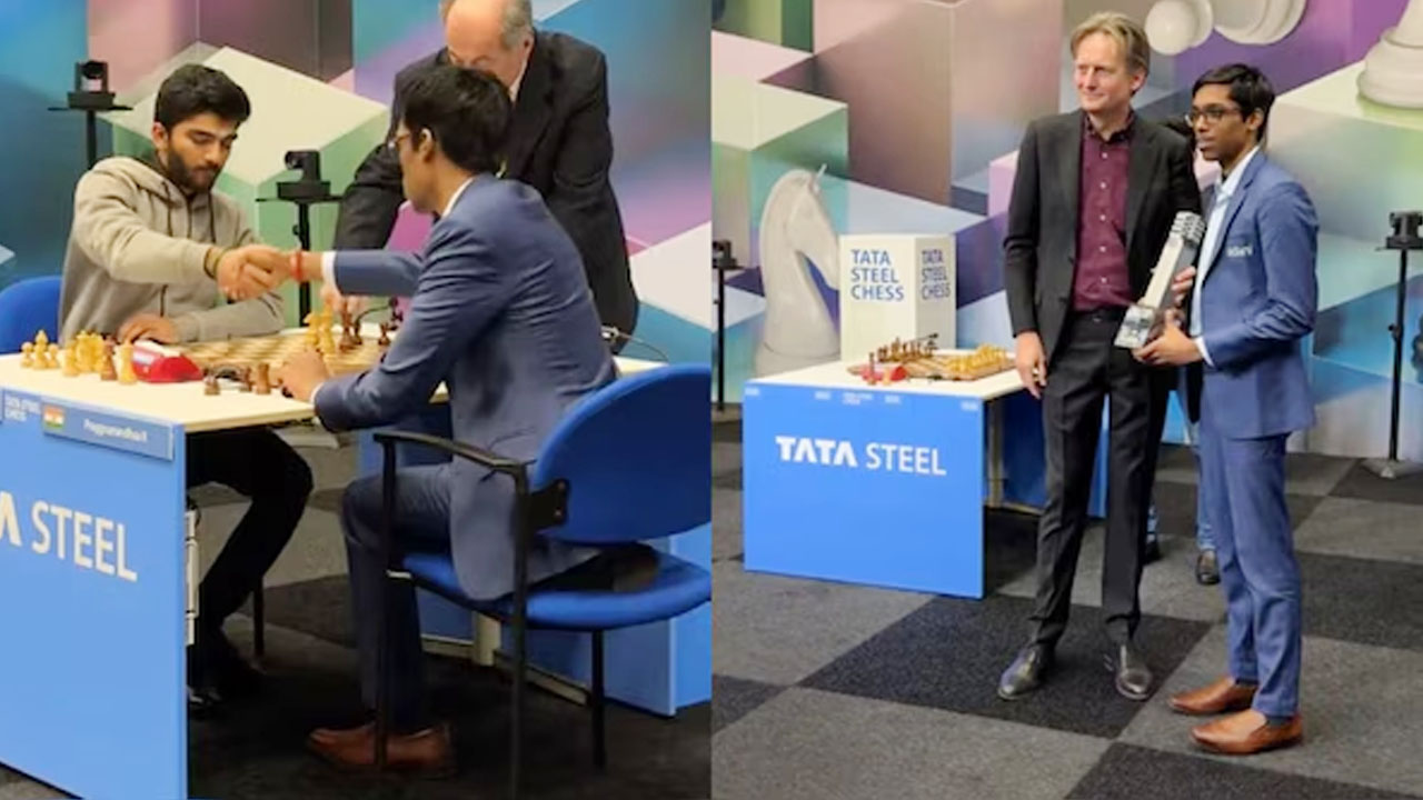 Tata Steel Chess 2025: వరల్డ్ ఛాంపియన్ గుకేశ్ ను ఓడించిన ప్రజ్ఞానంద.. టాటా స్టీల్ మాస్టర్స్ ట్రోఫీ సొంతం Tata Steel Chess 2025: వరల్డ్ ఛాంపియన్ గుకేశ్ ను ఓడించిన ప్రజ్ఞానంద.. టాటా స్టీల్ మాస్టర్స్ ట్రోఫీ సొంతం